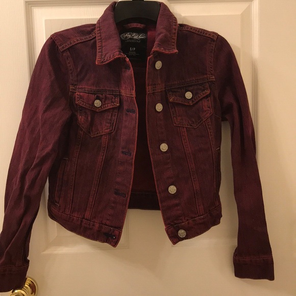 maroon jean jacket